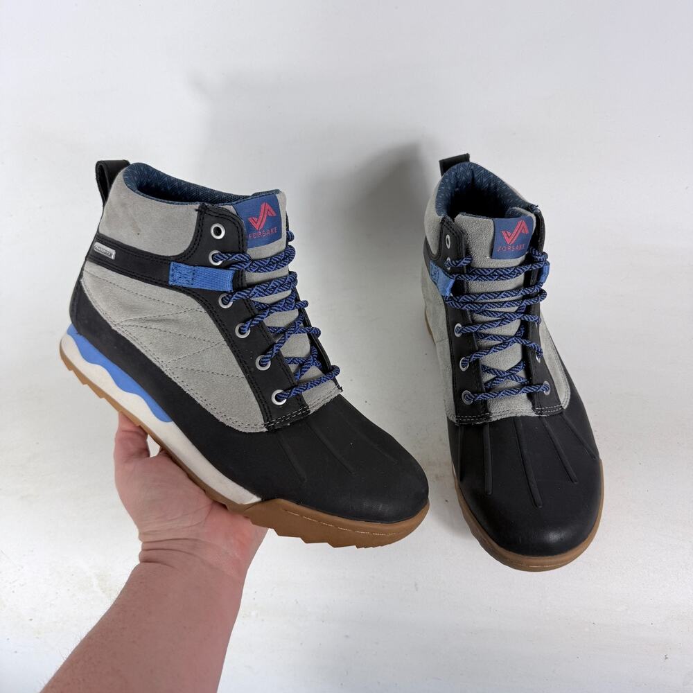 Forsake Duck Boot Women's 8 Gray Black Suede Lace-Up Ankle Round Toe Waterproof
